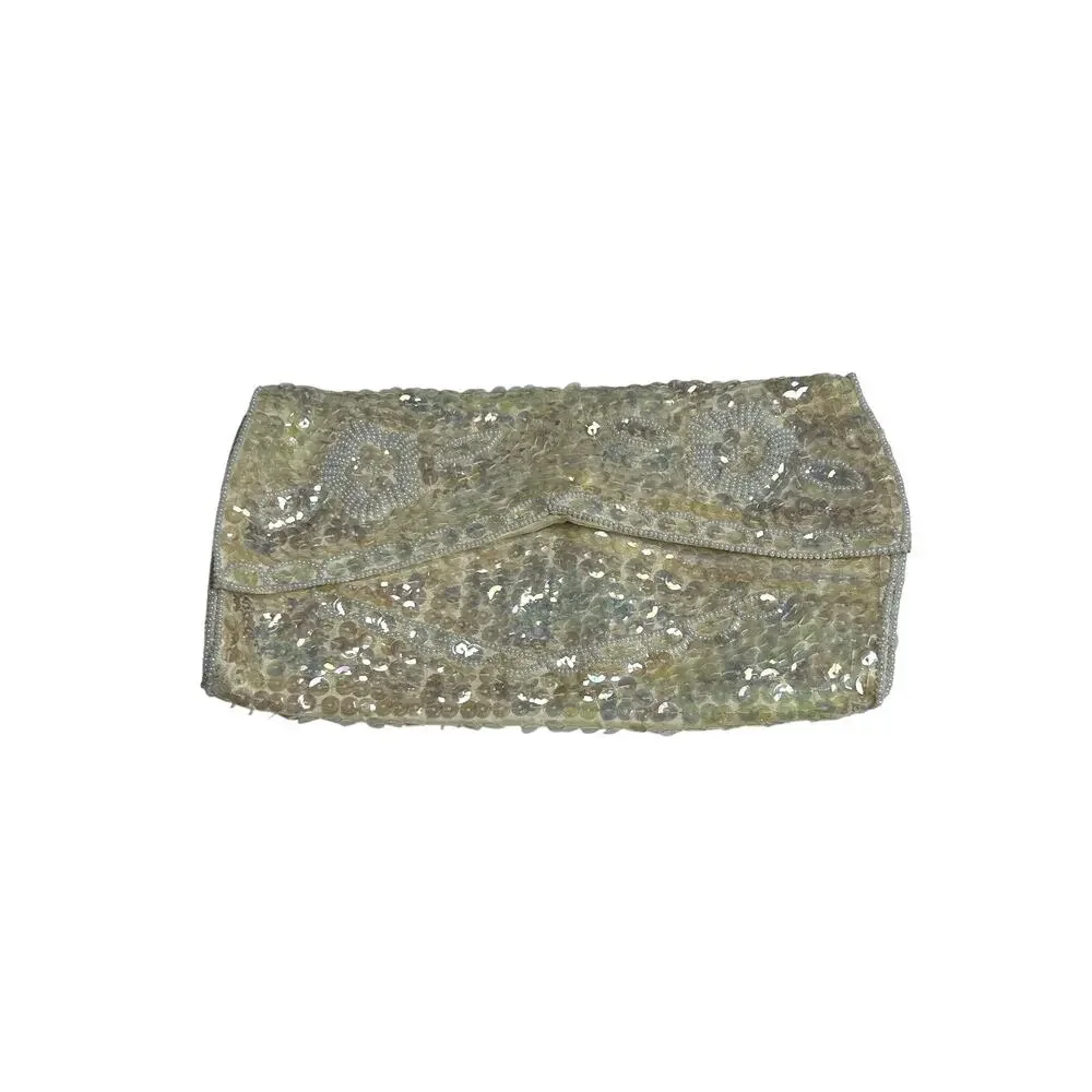 VTG 50s La Regale Beaded Sequin Clutch Evening Bag Handbag Small Bridal Coquette